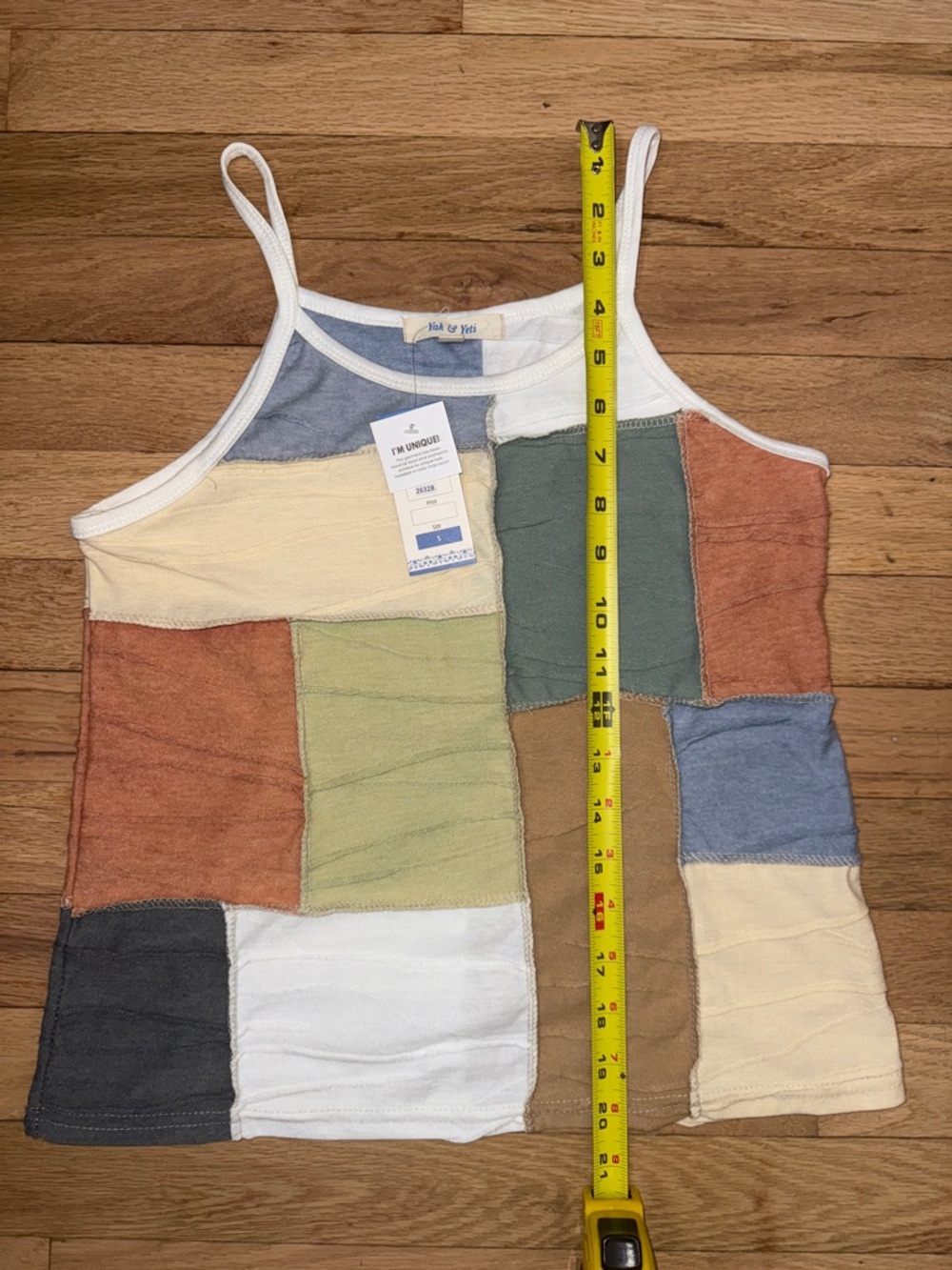 NWT Patchwork Multicolor Spaghetti Strap Tank Top cottage core bohemian small - Picture 7 of 10